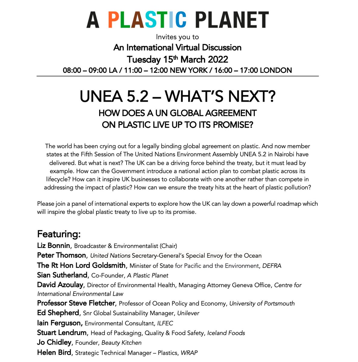 aplastic_planet's tweet photo. A must-watch event, don't miss! Tuesday 15th March 2022, 16:00 GMT📢
Full description attached!
Don't forget to click the registration link: https://t.co/rbGTq4PMgu
#turnofftheplastictap #unea5 #pasticpollution #plastictreaty https://t.co/g9x48Vyrnl