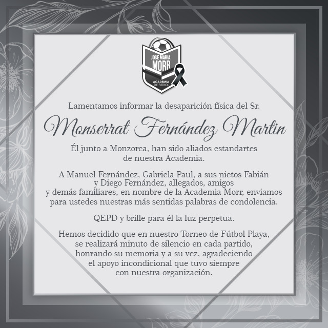 AcademiaMorr's tweet photo. Lamentamos informar la desaparición física del Sr 

Martín Monserrat Fernández
El junto a Monzorca, han sido aliados estandartes de nuestra Academia. https://t.co/U1soRx4thA