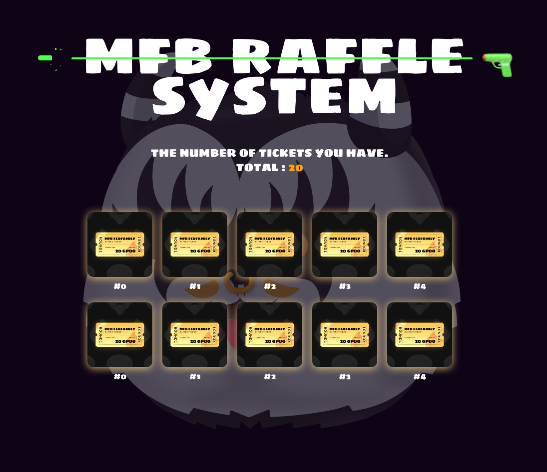 myfatbabiz's tweet photo. [MFB Raffle System - Round1 종료] 

🎁 티켓으로 선물교환 일시 : 3월 15일 10pm

티켓 NFT: https://t.co/1To9ZsY7UN
GPOO 락업소각: https://t.co/hqtTJjdTgO https://t.co/7CmxHWhTlR