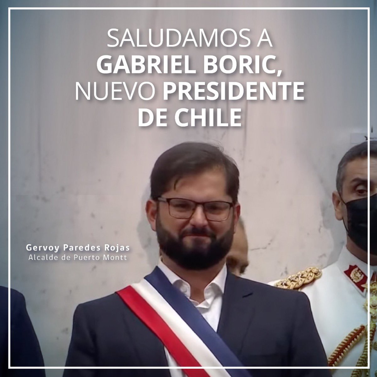 GervoyAlcalde's tweet photo. ➡Saludamos el inicio del nuevo Chile que comienza con esperanza. Saludamos al Presidente @gabrielboric
Nos sumamos al deber de construir un nuevo país con justicia social, tolerancia, diversidad y cuidado del medio ambiente
El mejor de los éxitos en su gestión.

#PuertoMontt https://t.co/Q31IPMZXsp