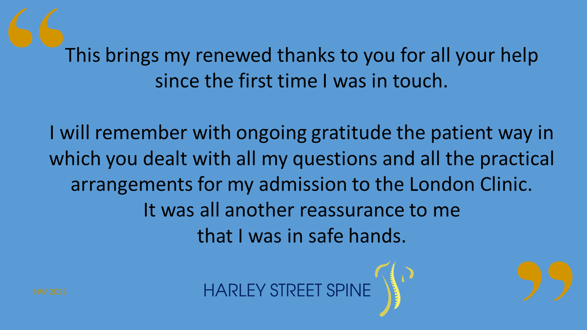 We are a highly functioning team at Harley Street Spine😀 From the first contact you have with us until you feel comfortable with discharge, you will find support, understanding and seamless planning throughout your #patientjourney.
#feedbackfriday #bobchatterjee