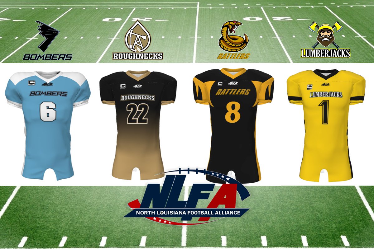 NLFAFootball1's tweet photo. Introducing the new NLFA uniforms for the 2022 season! Don't miss out on all the 9-man football action, purchase your season pass today before March 15th at https://t.co/92UEt8x7GJ to be part of every game this season. #NorthLouisianaFootballAlliance #NLFA #TheNextLevelExperience https://t.co/ukFmdbnR8f