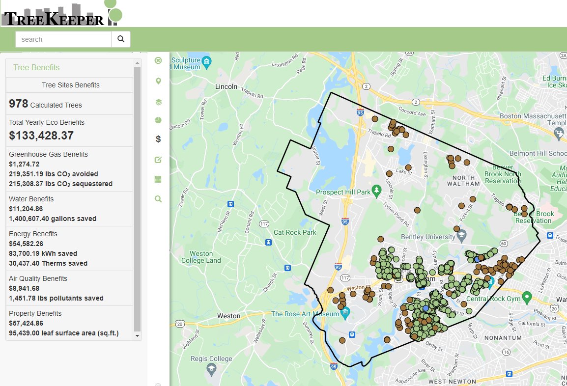 CityofWaltham's tweet photo. 🌳 The Waltham Forestry Division has acquired a new software to keep track of Waltham tree inventory. Residents can now view collected information, including tree species, diameter, health, and a host of other statistics with “Treekeeper”: https://t.co/CJNOsaRCnb https://t.co/3TWYhCIFhA