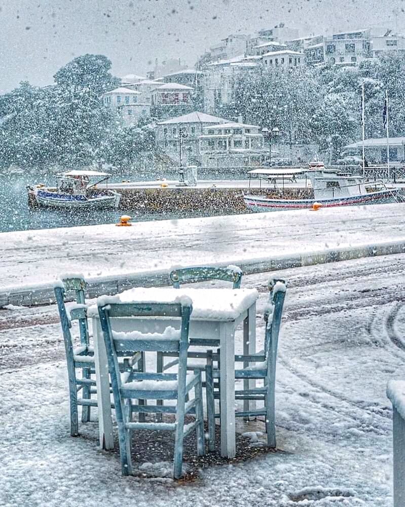 Winter is still here. Snow covered Skiathos island #Greece