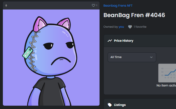 SnusNft's tweet photo. @beanbagfrens #BFF , really amazed that this project got pulled back on OpenSea. Greatful https://t.co/F17qOokqVn