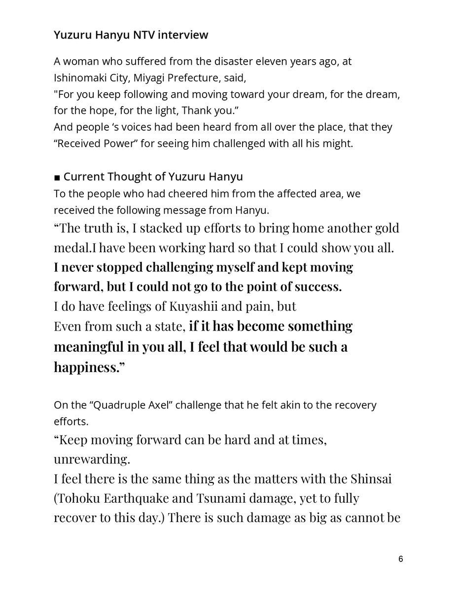 tsukiyominoasa's tweet photo. Then came the Beijing Olympics. The venue was closed to the general public but #YuzuruHanyu said he felt the support from beyond the tv screen.

“I felt sure that many people, including those in the disaster-affected areas, are cheering me from beyond these cameras.”
1/2 https://t.co/zhJrFUciSe