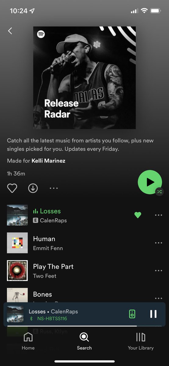 Kellimarinez's tweet photo. Almost every Friday ⁦@CalenRaps⁩ is the cover of my Release Radar &amp; I have a lil proud moment 🥲 this new song is 🔥🔥🔥 https://t.co/hJGaxZItLw
