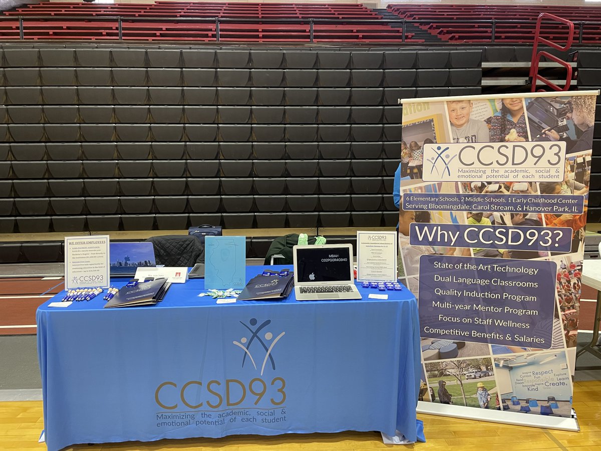 CCSD93 is at the North Central College Educator Job Fair today. We are looking for dedicated professionals to join our team. If you know someone attending, send them to our booth! #ProudtobeD93 #NorthCentralCollege