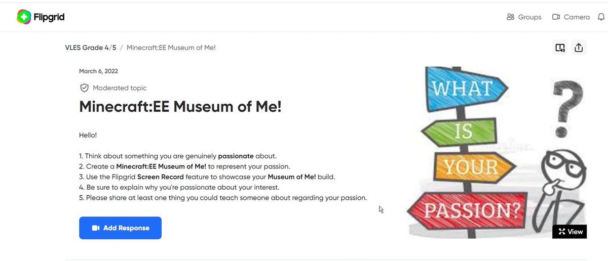VLES_cdsbeo's tweet photo. The collaboration continues with @LLWood22 and @JefinnerL using @Flipgrid prompt for VLES Gr 4/5 students to share their passions! Students were eager to showcase their unique interests through their @PlayCraftLearn Museum of Me builds. #MinecraftEdu #TogetherVirtually @CDSBEO https://t.co/ZDpxEJgshT
