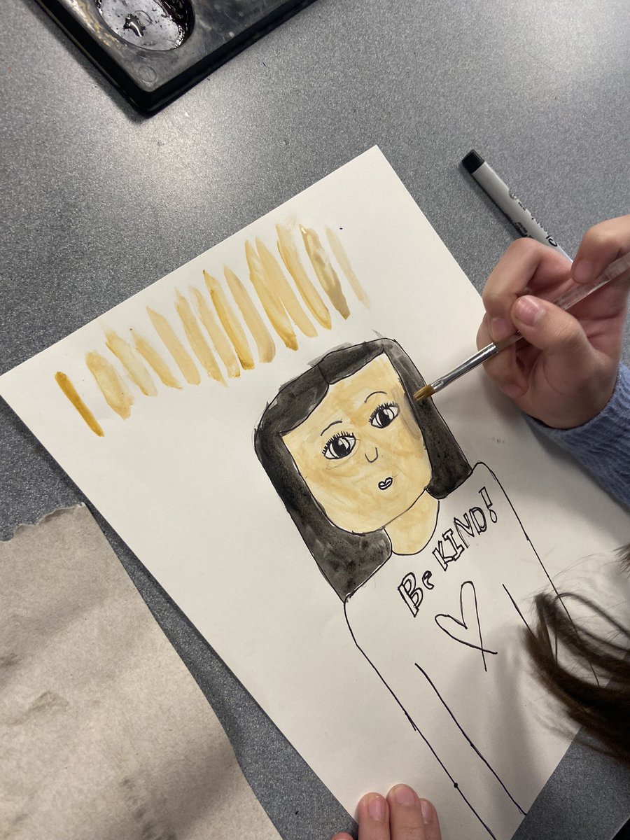 trinityareaarts's tweet photo. Second grade is using #JackRicheson tempera paint palettes to mix skin colors while listening to Encanto and talking about how we all look different and that’s what makes our world special! 🥰 #allthefeels https://t.co/pmEpp2jnJs