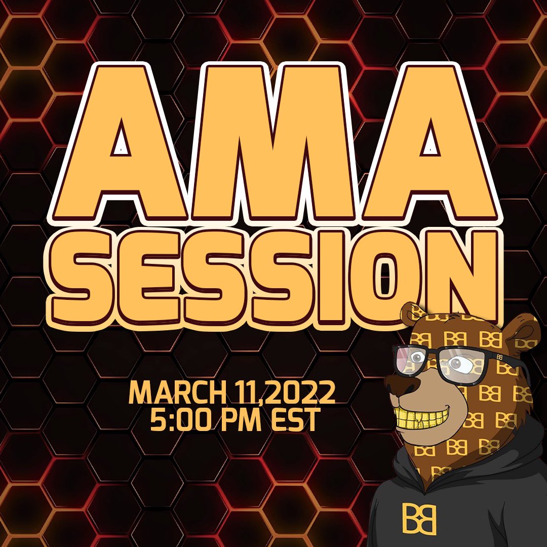 Here’s your chance to learn more about the Baller Bear community! 🐻 Join our bi-weekly AMA session today 🍯🚀

Discord Link: discord.gg/XGuPDkWf

#nfts #NFT #Ballerbearsnft #Crypto #ETH #passiveincome