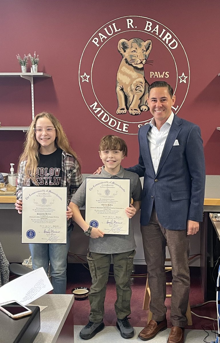 Congrats to these two star wrestlers - @PaulRBairdMS Ludlow 8th grader Samantha Bertini for winning first place in the New England Girls Wrestling Championship, and her brother 6th grader Charles Soffen for winning the Mass State Youth Wrestling Championship for a record 5th time