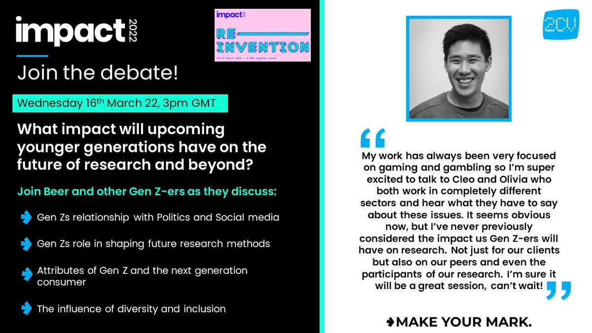 Is #GenZ your target market? Join Beer Khamtonwong and peers from the industry at @TweetMRS Impact to hear their take on the future of research. mrsannualconference.com/?gclid=EAIaIQo…  #generationz #futureofresearch #genz