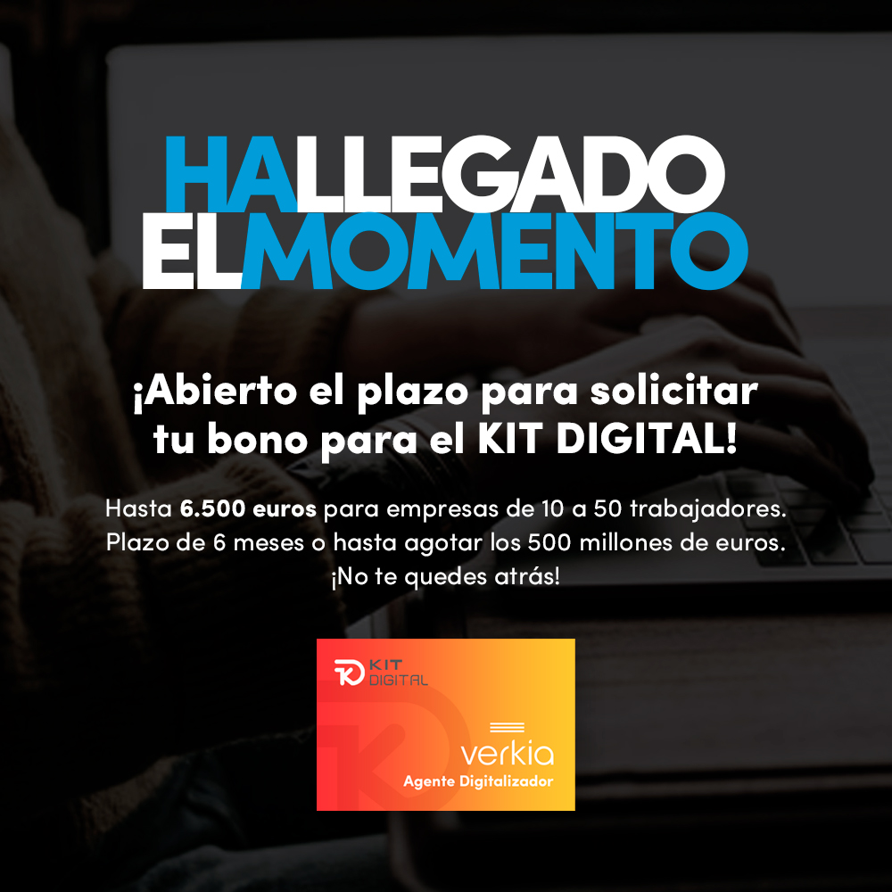 Verkia's tweet photo. ¡Abierto el plazo para solicitar tu bono para el KIT DIGITAL!
Hasta 6.500 euros para empresas de 10 a 50 trabajadores.
Plazo de 6 meses o hasta agotar los 500 millones de euros.
¡No te quedes atrás!
Te ayudamos a solicitarlo:
https://t.co/Crwhn4fiqJ https://t.co/mCfH797Spk