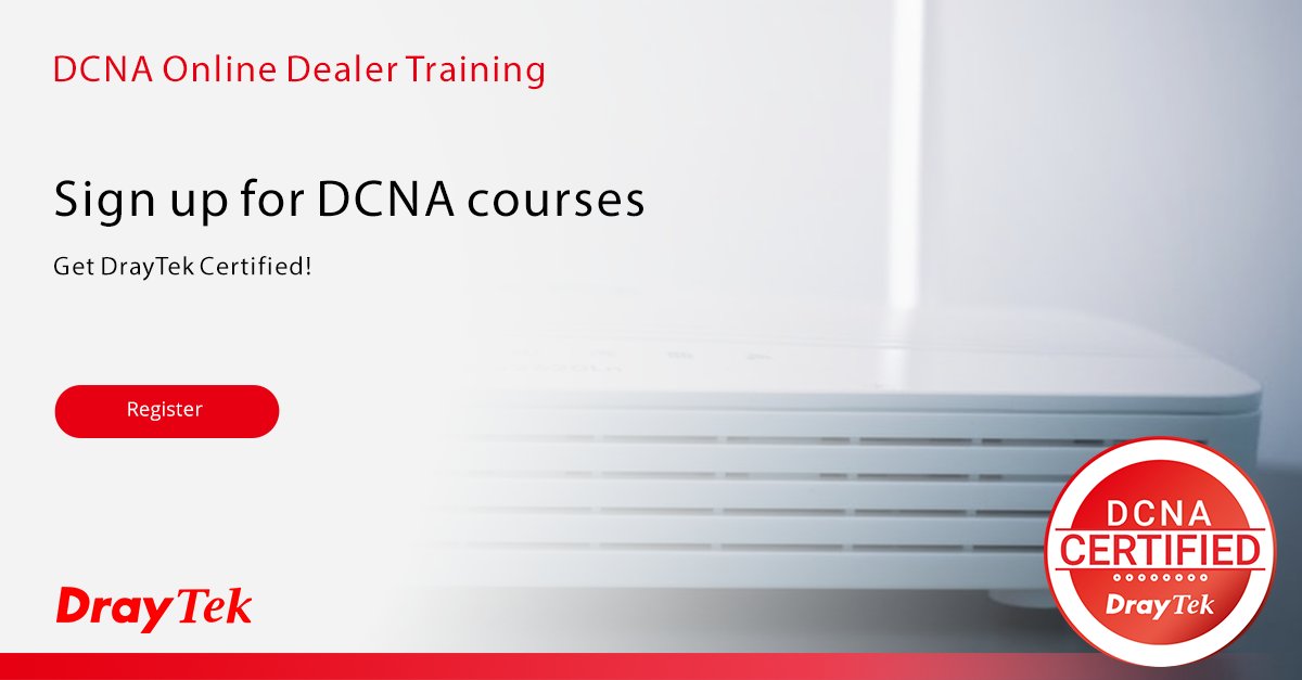 DrayTekUK's tweet photo. Become an authorised DrayTek Dealer. Get DrayTek certified! 

https://t.co/zZxErnQ19U

Courses available for March and April

#Draytek #Certification #DCNA #Learning #Authorised https://t.co/KieXbuNXkx