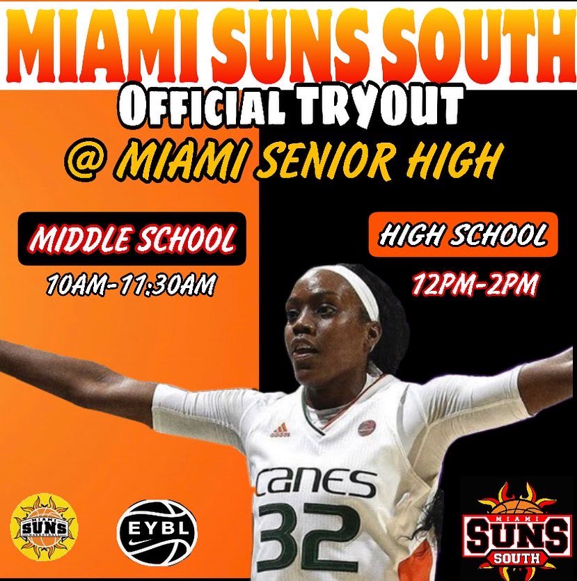 miamisunssouth's tweet photo. 🔊 We are excited to announce:
Suns South Official Tryout will be place: TOMORROW- Saturday, March 12th‼️
➖MS: 10-11:30AM
➖HS: 12-2PM
📍Miami Senior High
If you are unable to attend DM us
See you on the court 💪🔥🏀
#sunssouth🌞
#comegrowwithus
#exposure
#ExcellentCOACHING https://t.co/261wwDOYYm