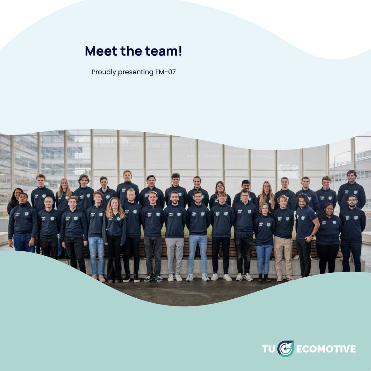 Meet the team!
The time has come to introduce our team; EM-07💚. 
We are the new team that is working hard to achieve our vision on sustainable mobility. Check our website (link in bio) to find out more.
From the whole team, stay green and see you later🍃
#tuecomotive