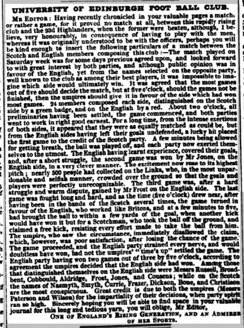 R_McBrearty's tweet photo. Migration &amp; immigration are factors in organised football activity in mid 19th C. Scotland. From 1851... 1) England v Scotland intra-club match in Edinburgh (courtesy of @BNArchive) 2) Description of Irish immigrants in Perth running what appears to be a football club #meltingpot https://t.co/H5zKgJOrCC