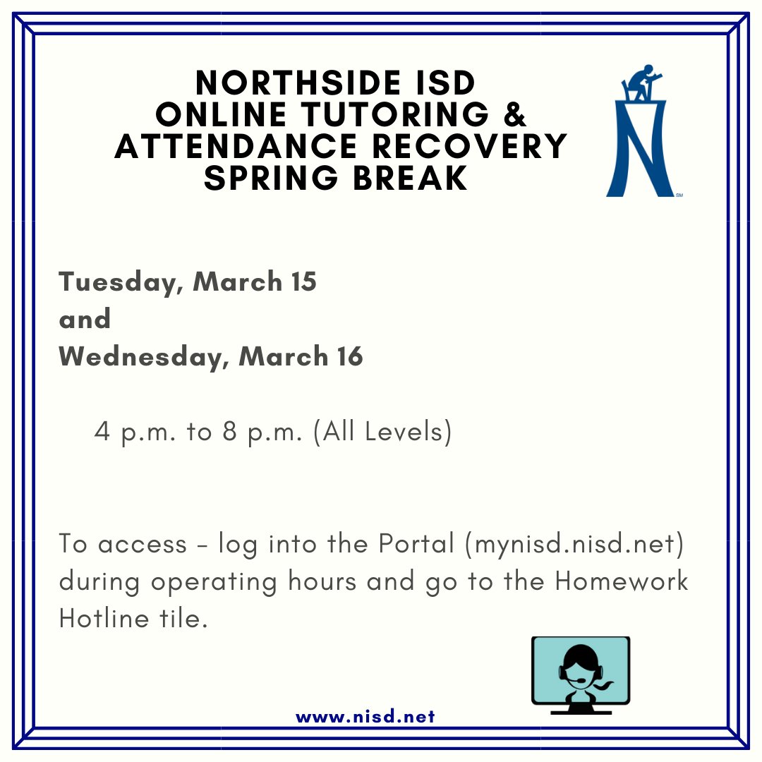 Northside ISD on Twitter "Here's the schedule for online homework