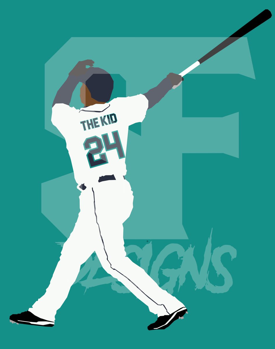 S_F_Design_'s tweet photo. In honor of baseball returning, I had to honor the sweetest swing the game has ever seen and my all-time favorite baseball player @24Griffey #TheKid #Junior #MLB #Mariners https://t.co/IQ3Od2OdSq