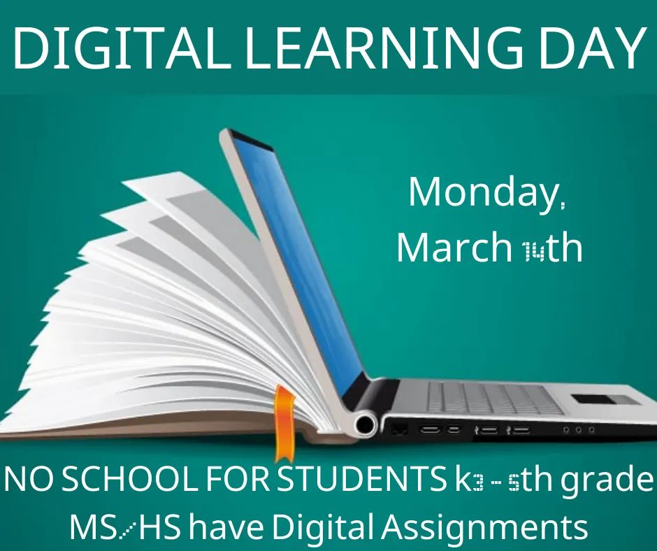 PraiseAcademyGA's tweet photo. Monday, March 14, is a Teacher Professional Development Day.  There will be no school for K3-5th grade. 
Middle and high school will have a Digital Learning Day.

#digitalday 
#learningthroughtechnology 
#teachersarelearnerstoo 
#praiseacademy https://t.co/rFwyi95fal
