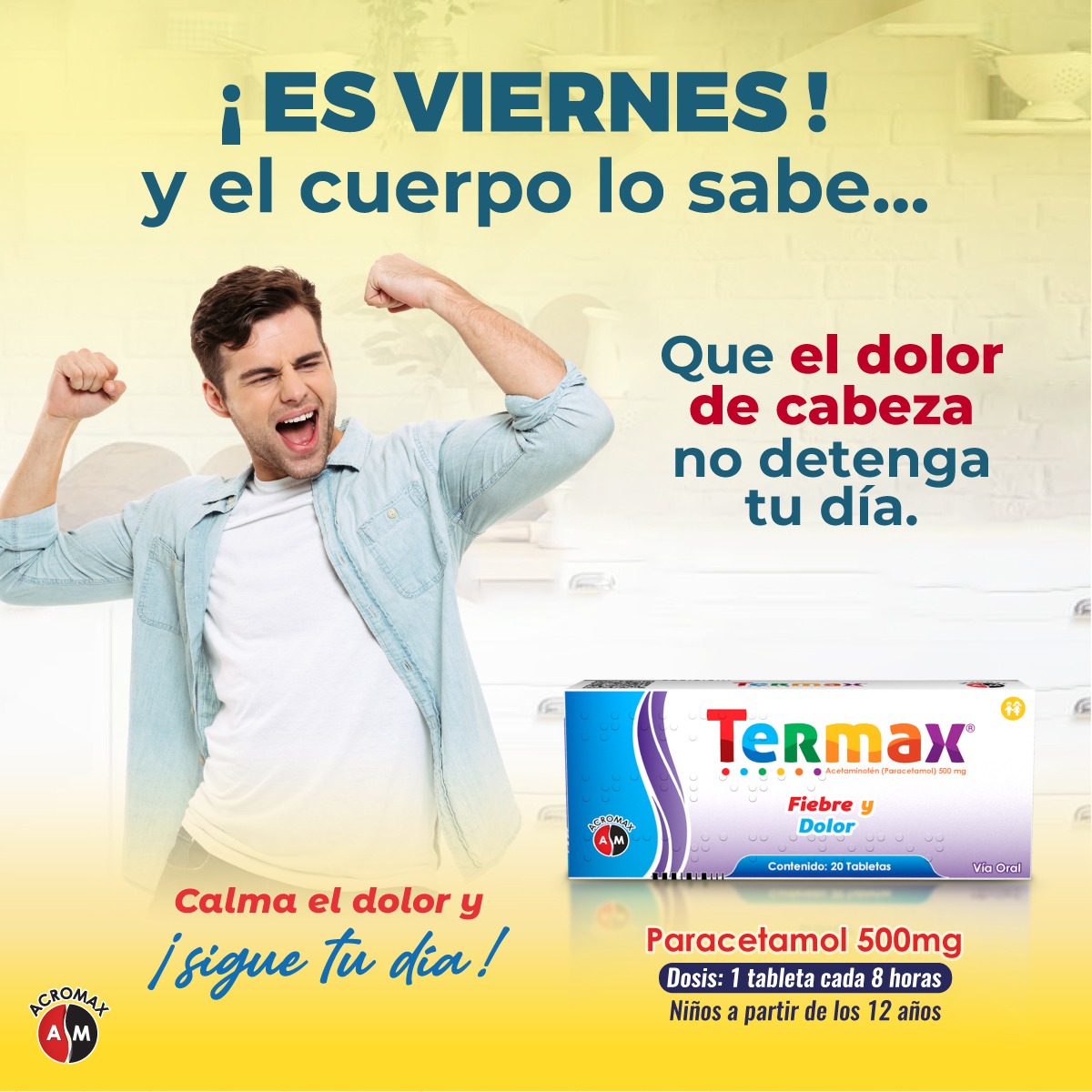 AcromaxEcuador's tweet photo. 📌Termax®
Un medicamento antitérmico y analgésico, es de utilidad para tratar la fiebre, dolor de cabeza, malestar general y cualquier tipo de dolor de intensidad leve en niños y adultos.
⭐️Calma el dolor y ¡Sigue tu día! #TERMAX 😁🎉
#Termax #Dolor #paracetamol #malestar https://t.co/2eJIuYFSNV