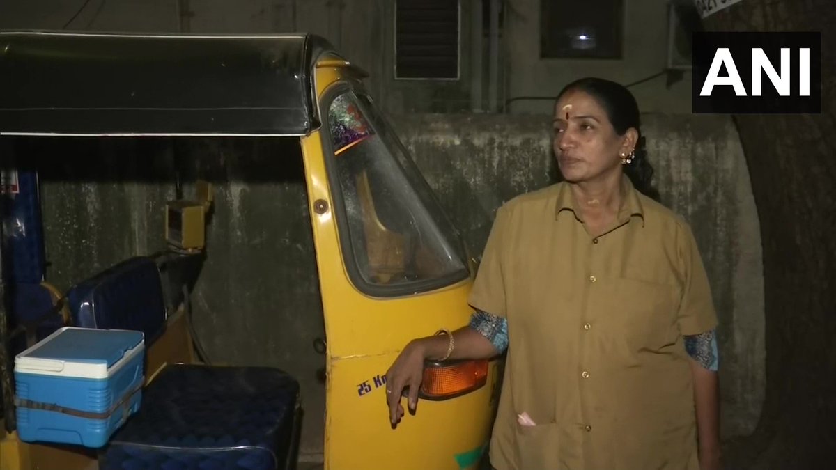 ANI's tweet image. Tamil Nadu: Raji Ashok, an autorickshaw driver from Chennai, offers free rides to women &amp;amp; elderly 

&quot;I&apos;m driving an auto for the last 23 years; offer free rides to girl students, and to elderly &amp;amp; women after 10 pm; also offer free rides to hospital in case of emergency,&quot; she says