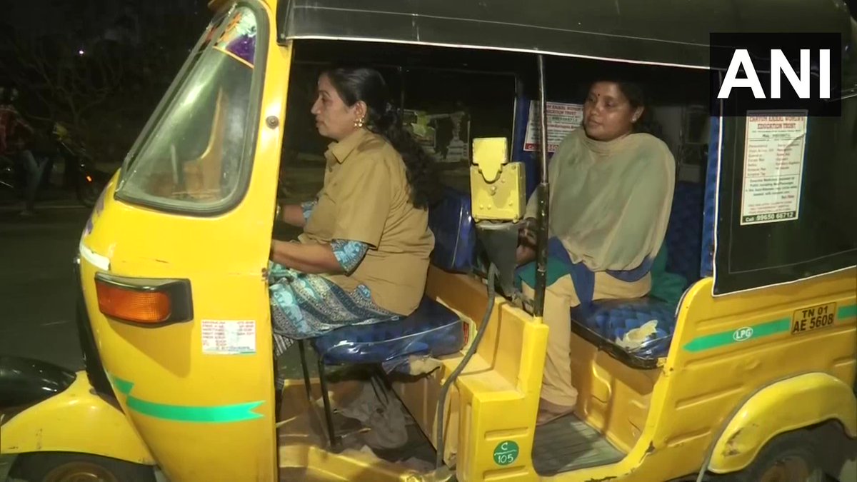 ANI's tweet image. Tamil Nadu: Raji Ashok, an autorickshaw driver from Chennai, offers free rides to women &amp;amp; elderly 

&quot;I&apos;m driving an auto for the last 23 years; offer free rides to girl students, and to elderly &amp;amp; women after 10 pm; also offer free rides to hospital in case of emergency,&quot; she says