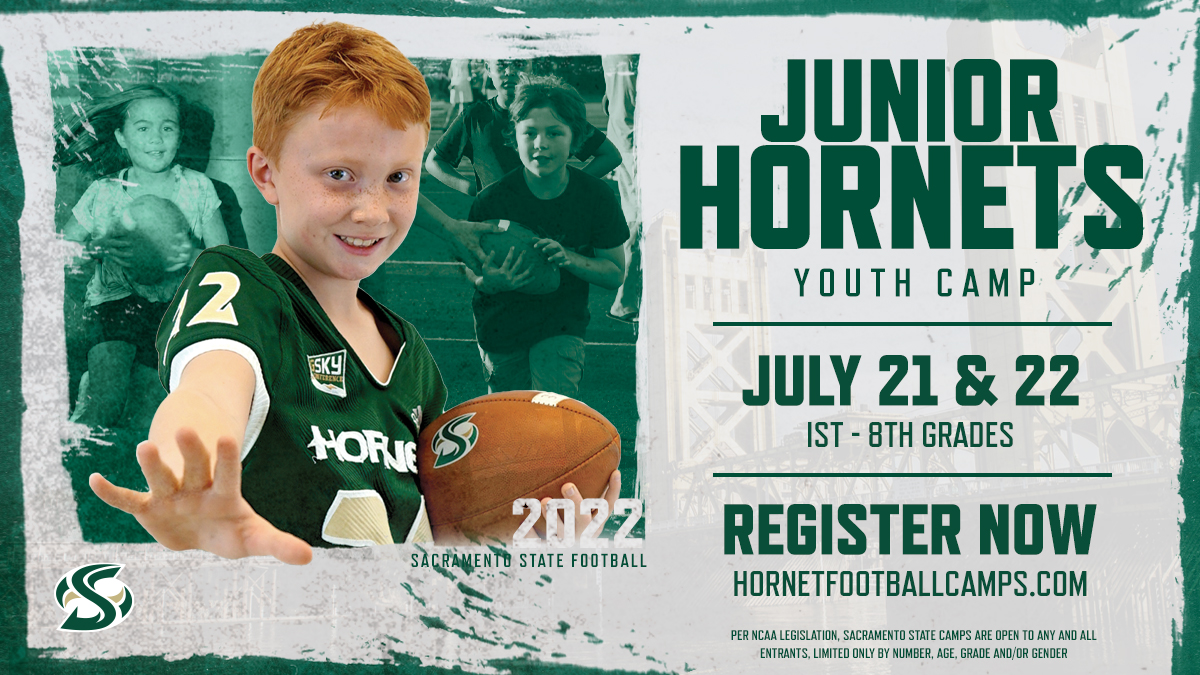 SacHornetsFB's tweet image. SACRAMENTO! We're excited to announce our Junior Hornets Youth Camp, and look forward to a couple full days of fun! REGISTER NOW at hornetfootballcamps.com