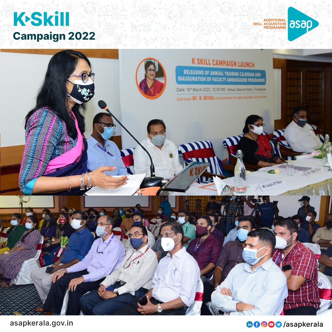 asap_kerala's tweet photo. Higher Education Minister R. Bindu, during her inauguration speech, said Kerala is one of the most employable destinations in the country. She also launched the annual training calendar 2022-23 which lists over 100 skill courses, over 14+ sectors.
#ASAPKerala #ASAPSuperHero #ASAP https://t.co/MGtd6oIWa7