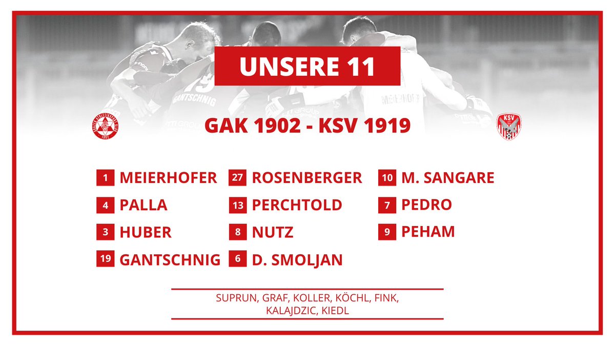 grazerak's tweet photo. Auf geht's ins steirische Duell. Für den erkrankten #Rusek kommt #Smoljan in die Startelf!
#KSVGAK #grazerak #LigaZwa https://t.co/rbVTSm8ytR