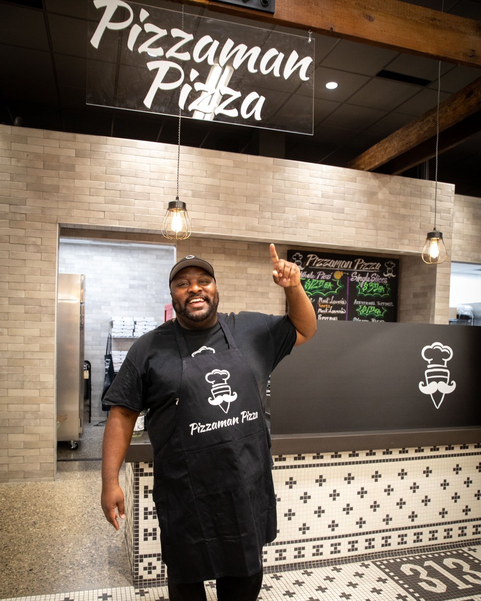 We have BIG news 🍕 Pizzaman Pizza officially in the building! Say hello to Ray when you're at the market while he's slingin' za. His shop is open Monday through Saturday from 11 am - 8 pm and you can purchase mouthwatering whole pies or single slices! #RivertownMarket