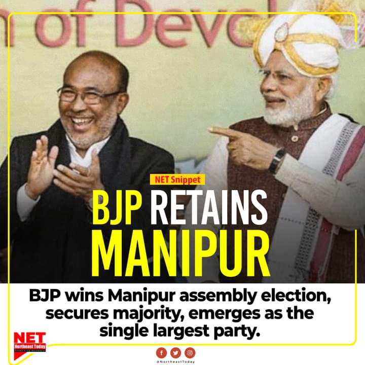 laimacha's tweet photo. For Uttar Pradesh, it is Modi - Yogi. In Manipur, it is Modi - Biren. The pairs are unstoppable. Best PM of a Country and Best CM of a State.  @narendramodi @NBirenSingh https://t.co/qB5pITiQMt