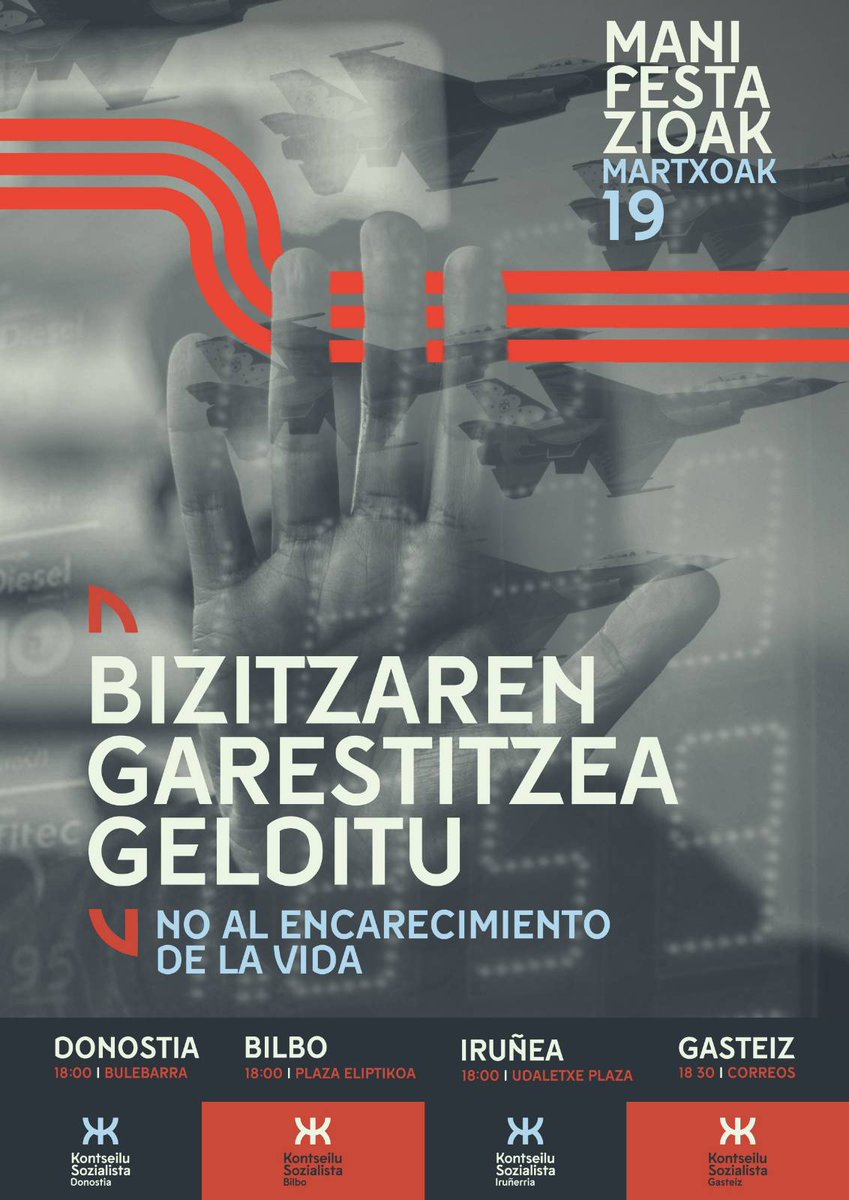 Kontseilua_Don's tweet image. ❗MANIFESTAZIOA❗

BIZITZAREN GARESTITZEA GELDITU!

📅 Martxoak 19
🕟 18:00
📍Bulebarra
