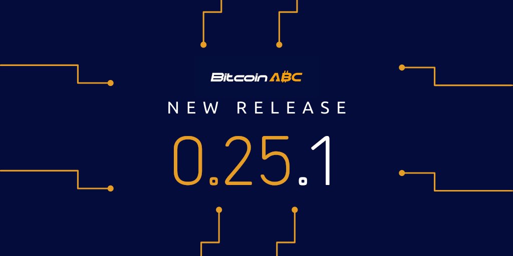 Bitcoin_ABC's tweet photo. Bitcoin ABC 0.25.1 is now available! 

This release brings some RPC improvements to help with running I2P nodes. Download it here: 

https://t.co/K1AF4ceJYI

#eCash #BitcoinABC #XEC https://t.co/N33JyrwIX9