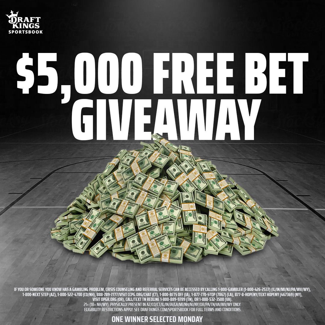 DKSportsbook's tweet image. FREE BET GIVEAWAY TIME

One final $5,000 free bet!

To Enter:
1️⃣  Like
2️⃣  Retweet
3️⃣  Respond with who you think will win the College Basketball National Champion

1 Winner Selected Monday. 

T&amp;amp;Cs: bit.ly/3hYX455