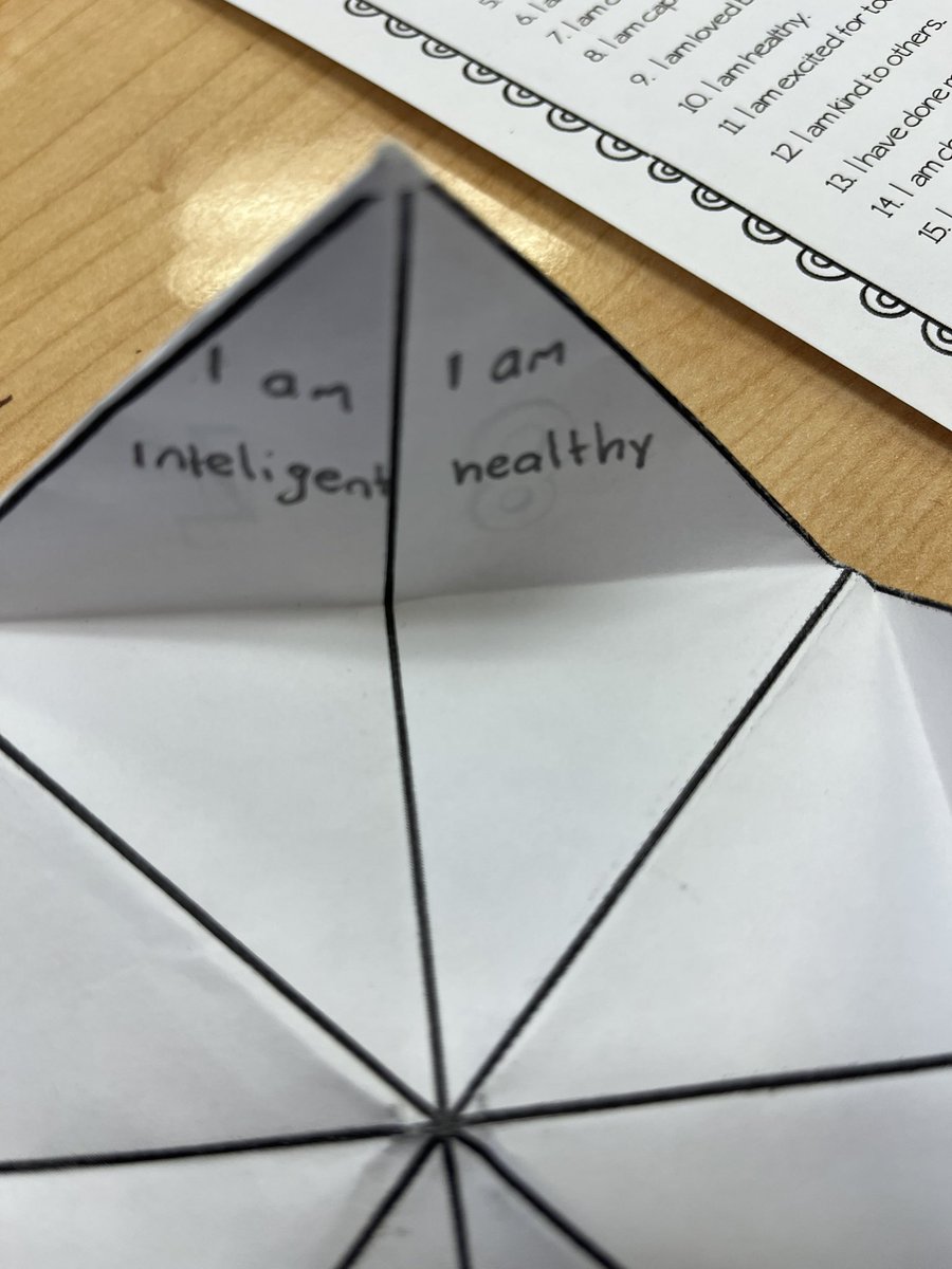MsMattAPHS's tweet photo. SEL Activities - Affirmations Fortune Teller #affirmations #aphs #SELday  @Asbury_ParkSD @fancynancy613 https://t.co/GD2MAZUmCD