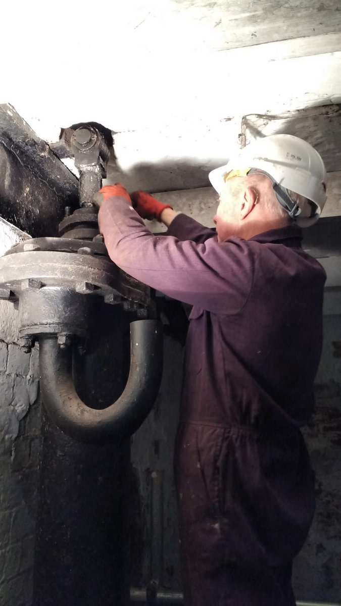 LichWaterworks's tweet photo. Our engineers working in the depths of the Victorian Pumping Station currently dismantling an injector for the condenser.  For once this section came apart relatively easy - smiles all around. https://t.co/myWJmAXB2j