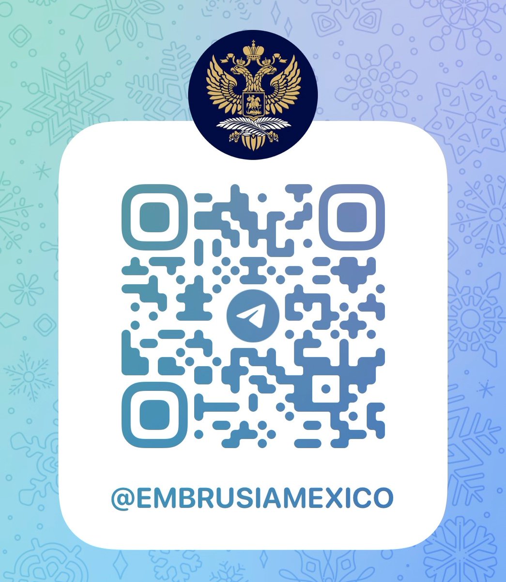 🇷🇺🚫Ante la campaña rusofóbica desatada en redes sociales occidentales, invitamos a nuestros estimados seguidores a sumarse al canal oficial de la #Embajada en #Telegram pasando por la liga o el código #QR en este tweet:

➡️t.me/embrusiamexico

👆No se pierdan nada!