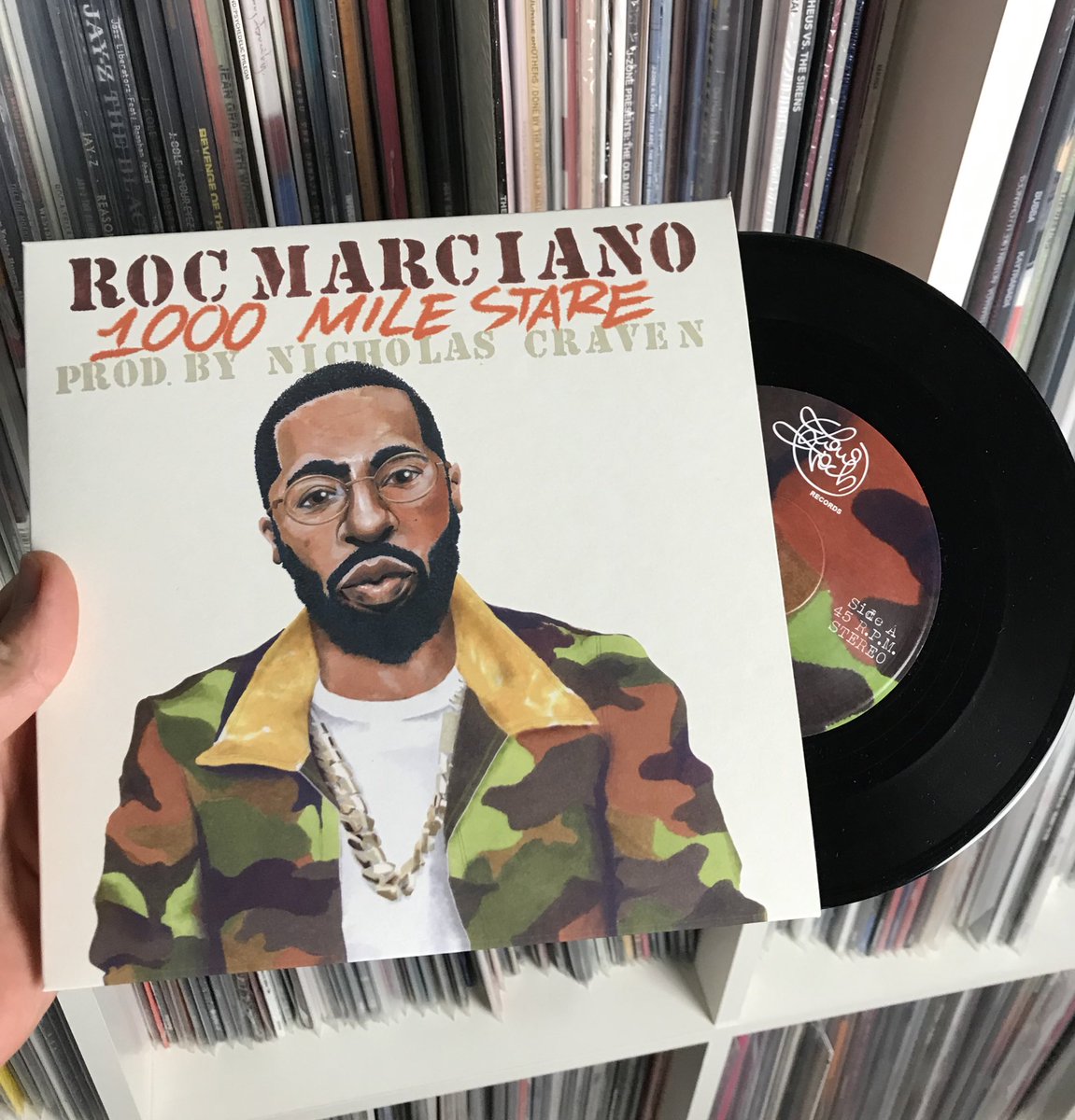 Missed the ALC 45 last week, but got me this gem 💎 instead! 🙌 #45Friday
___
#rocmarciano #nicholascraven #1000milestare #lowtechrecords #vinyloftheday #45fridays @NicholasCraven_ @rocmarci