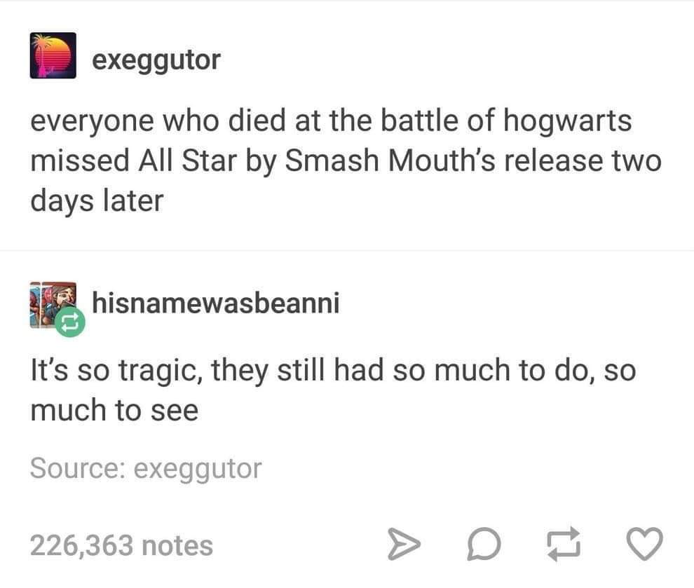 Absolutely tragic. They are all stars in our eyes...