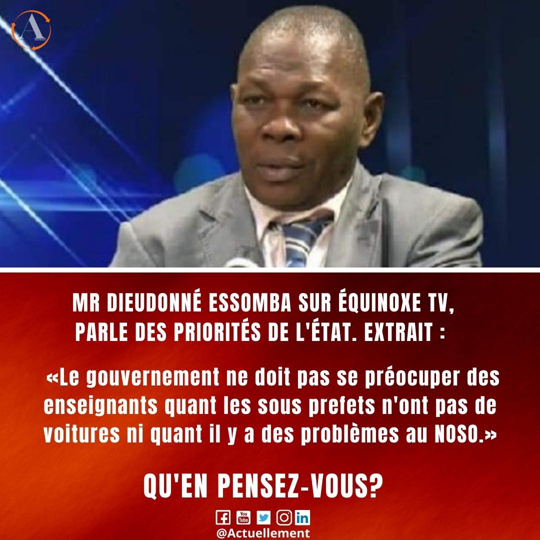 HyperBusinessTV's tweet photo. 🟠 #ACTUELLEMENT 
NTI Dieudonné Essomba sur le problème des enseigants, parle des priorités du gouvernement. Extrait:

"Le gouvernement ne doit pas se préocuper des enseignants quant les sous prefets n'ont pas de voitures ni quant il y a des problèmes au NOSO" 

VOTRE AVIS! https://t.co/SlpRLVgWH7