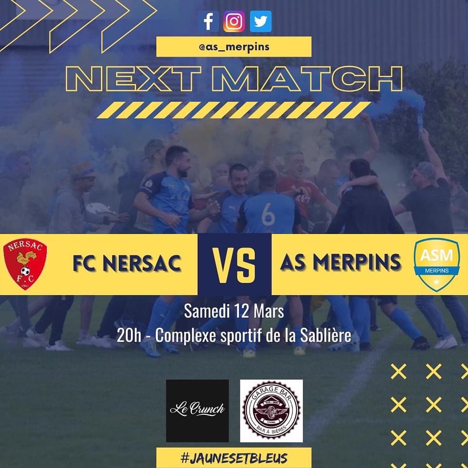 AS_Merpins's tweet photo. 🚨 LES MATCHS DU WEEK-END 🚨

Un gros programme football ce week-end ⚽️

Toutes les rencontres auront lieu ce samedi de 10h pour notre école de foot, jusqu'à 20h pour nos séniors B, tout en n'oubliant pas les matchs de 13h, 15h et 17h30 😃

#JaunesEtBleus 🔵🟡 https://t.co/Di4EWAfL7q