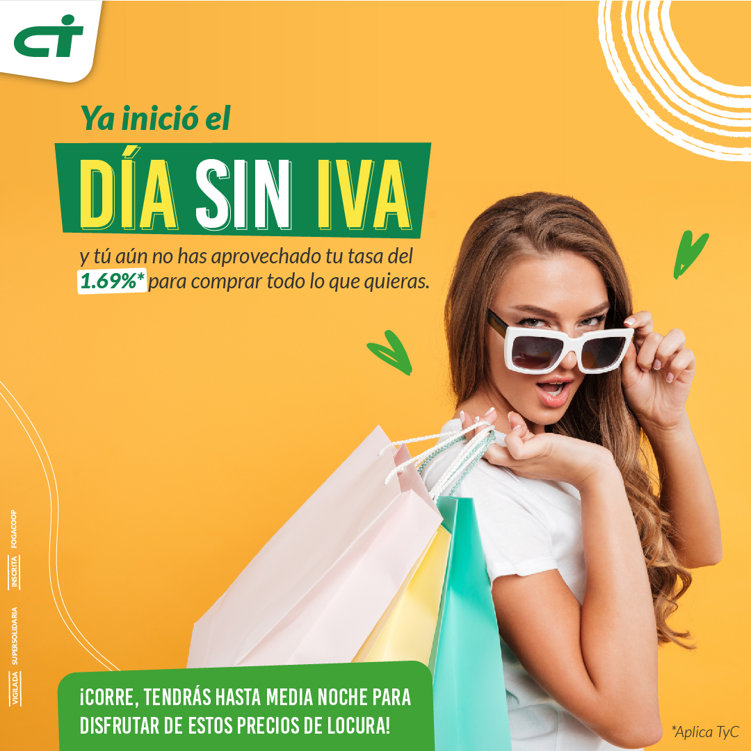¿Aún no has aprovechado los precios del Día sin IVA? Todavía estas a tiempo de comprar lo que quieras con la super tasa del 1.69% de tu Crédito Rotativo. ¡Aprovéchala! Serán 24 horas de promociones!