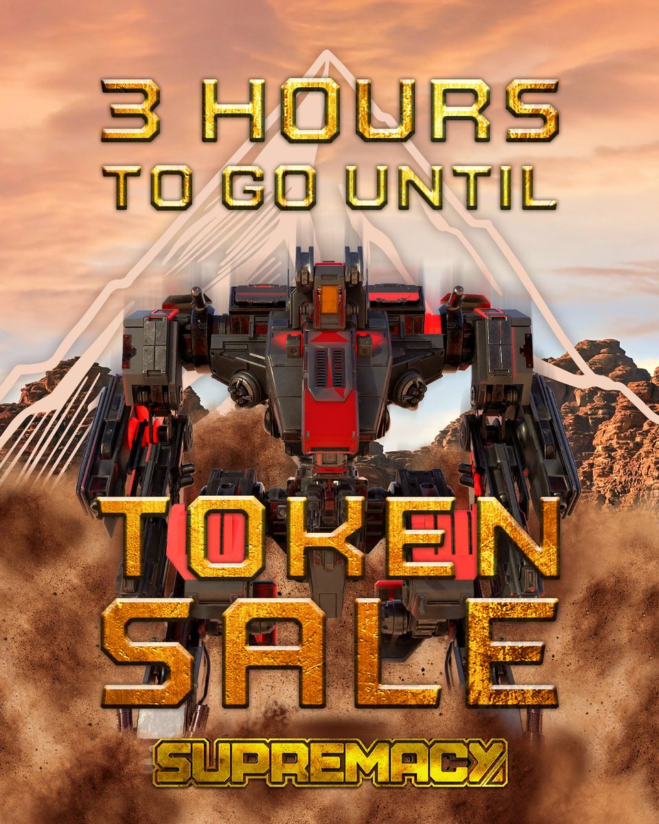 SupremacyMeta's tweet photo. Only 3 hours until the $SUPS token sale begins!

Secure your $SUPS.

https://t.co/TI2JmhUiJx https://t.co/yWiRx6Fzov