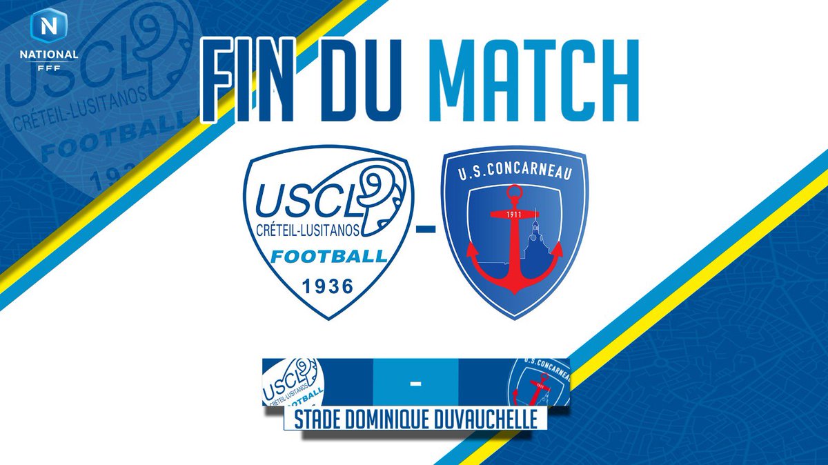 uscreteil's tweet photo. C’est fini à Duvauchelle. 2️⃣-2️⃣ entre l’USCL et @USConcarneau. Après avoir mené deux fois au score grâce à Taha et Farade, les Cristoliens ont finalement concédé le match nul face à l’un des favoris à l’accession en ligue 2. #USCLUSC https://t.co/OdqrGwJwYD