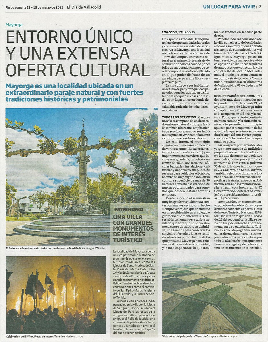 Turismo Mayorga (@turismomayorga) on Twitter photo 📰 Os dejamos por aquí este artículo sobre Mayorga publicado en el suplemento especial "Un lugar para vivir" de El <a href="/DiadeValladolid/">El Día de Valladolid</a> , con las ventajas, servicios y atractivos que ofrece el vivir en nuestra localidad.
#DescubreMayorga ✨ 📰 Os dejamos por aquí este artículo sobre Mayorga publicado en el suplemento especial "Un lugar para vivir" de El <a href="/DiadeValladolid/">El Día de Valladolid</a> , con las ventajas, servicios y atractivos que ofrece el vivir en nuestra localidad.
#DescubreMayorga ✨