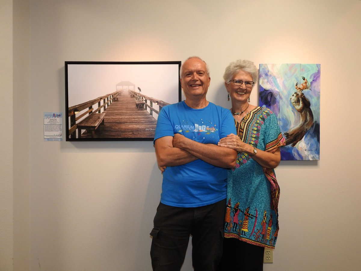 ArtsBrevard's tweet photo. #FridayFriendsDay The #AquariumArtWalk is raising awareness for Brevard Zoo's Aquarium Project with fabulous art installations throughout Brevard. Thank you to all our BCA Artists and local venues who have aided and supported this project. Below are KC Grapes & Robert Michaud. https://t.co/Frqp7UoEeN