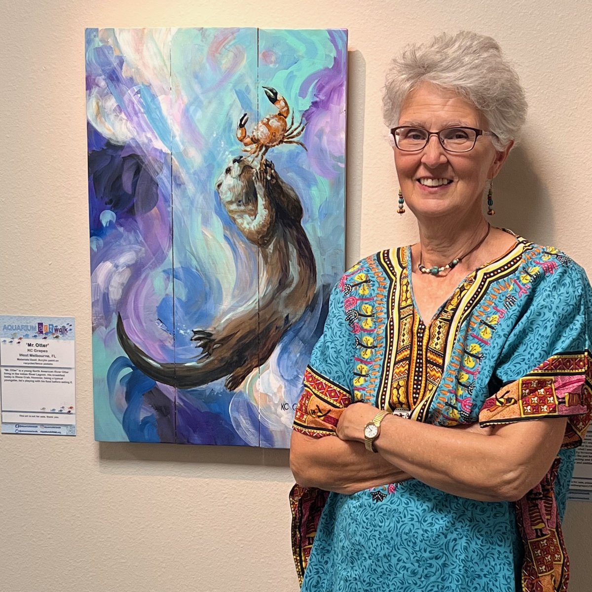 ArtsBrevard's tweet photo. #FridayFriendsDay The #AquariumArtWalk is raising awareness for Brevard Zoo's Aquarium Project with fabulous art installations throughout Brevard. Thank you to all our BCA Artists and local venues who have aided and supported this project. Below are KC Grapes & Robert Michaud. https://t.co/Frqp7UoEeN