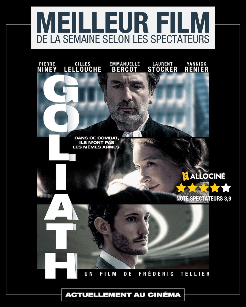 StudiocanalFR's tweet photo. GOLIATH est la meilleure nouveauté cinéma de la semaine !
Découvrez les séances ➡️ https://t.co/H8pW2dW1Ak
#GoliathLeFilm #FredericTellier
@EmmBercot @pierreniney https://t.co/6JkSJqjufp